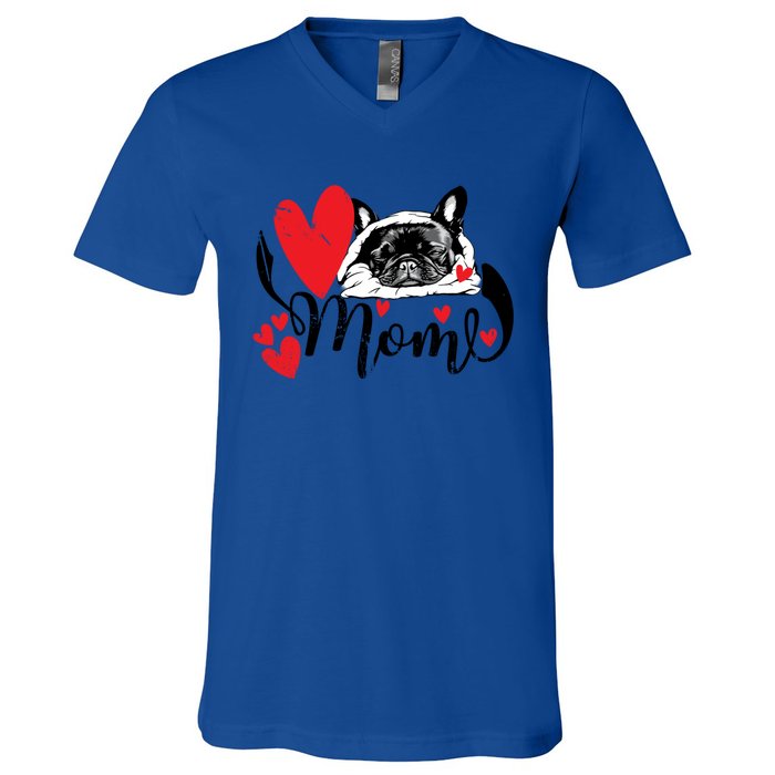 French Bulldog Mom Cute Valentine’S Day For Dog Lovers Meaningful Gift V-Neck T-Shirt