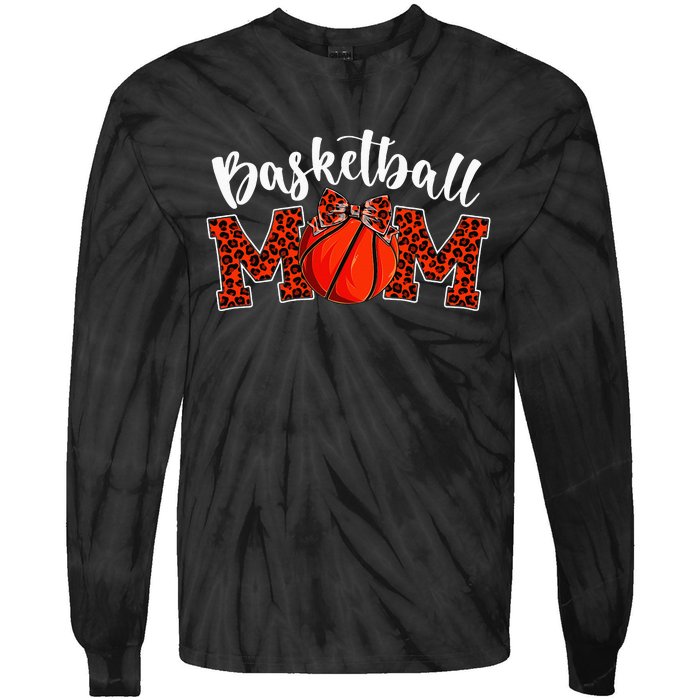 Funny Basketball Mom Leopard Mother's Day Tie-Dye Long Sleeve Shirt