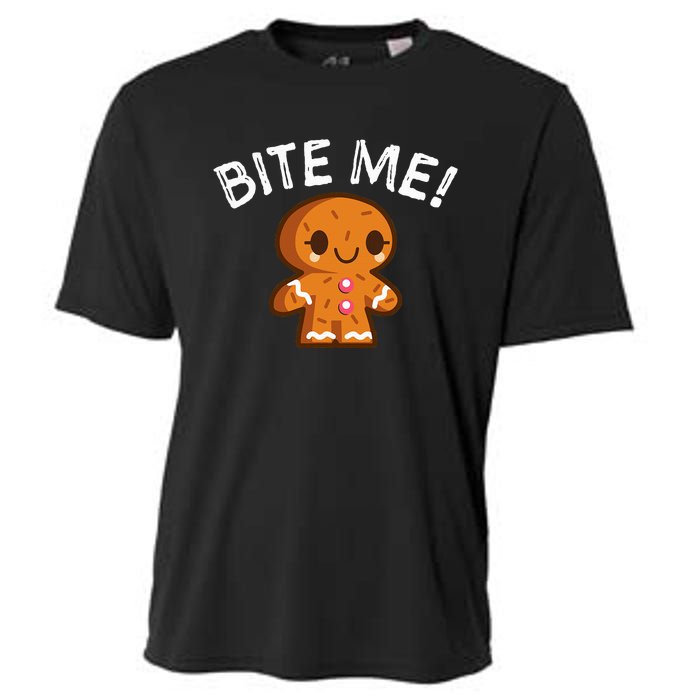 Funny Bite Me Gingerbread Man Cooling Performance Crew T-Shirt