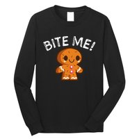 Funny Bite Me Gingerbread Man Long Sleeve Shirt