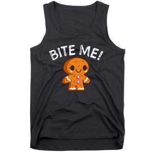 Funny Bite Me Gingerbread Man Tank Top