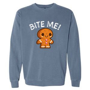 Funny Bite Me Gingerbread Man Garment-Dyed Sweatshirt