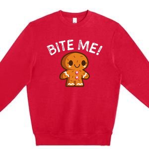 Funny Bite Me Gingerbread Man Premium Crewneck Sweatshirt