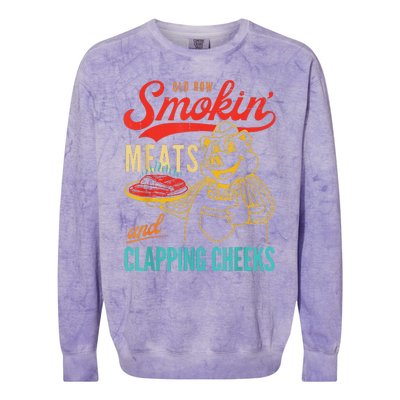 Funny Bbq Meat Groovy Smoking Fun Colorblast Crewneck Sweatshirt