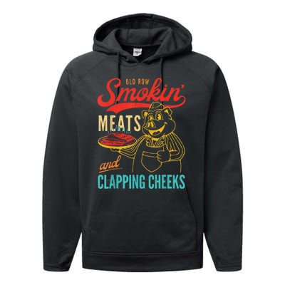 Funny Bbq Meat Groovy Smoking Fun Performance Fleece Hoodie