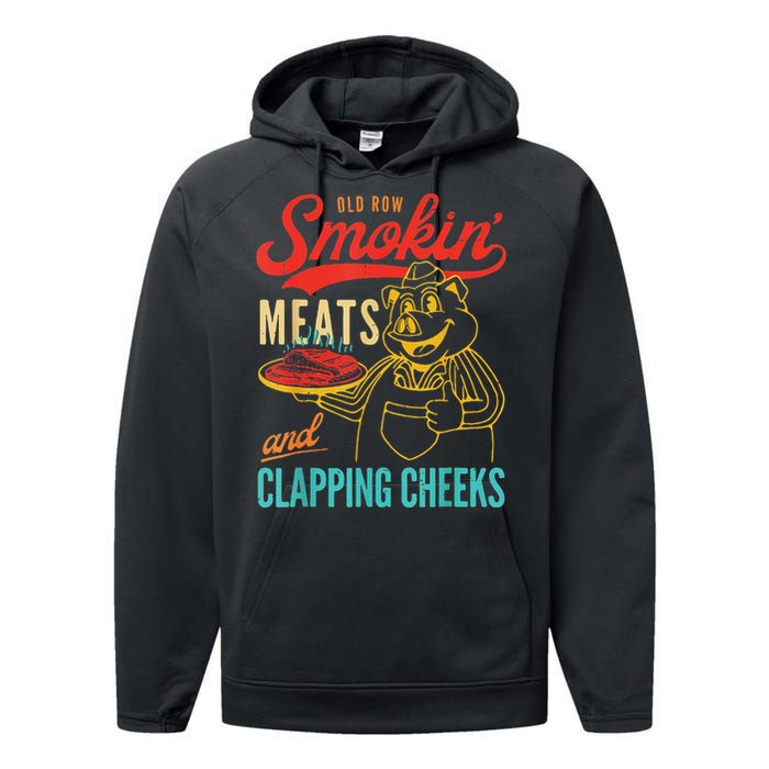 Funny Bbq Meat Groovy Smoking Fun Performance Fleece Hoodie