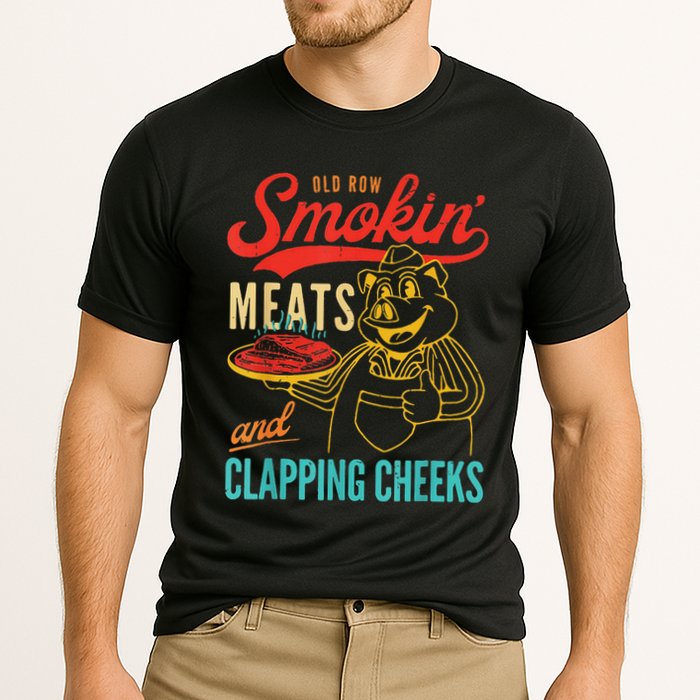Funny Bbq Meat Groovy Smoking Fun Cooling Performance Crew T-Shirt