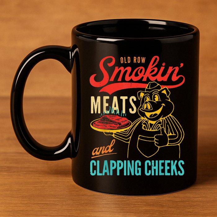 Funny Bbq Meat Groovy Smoking Fun 11oz C Handle Ceramic Mug