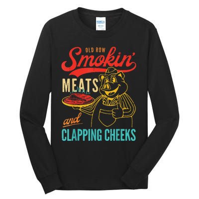 Funny Bbq Meat Groovy Smoking Fun Tall Long Sleeve T-Shirt