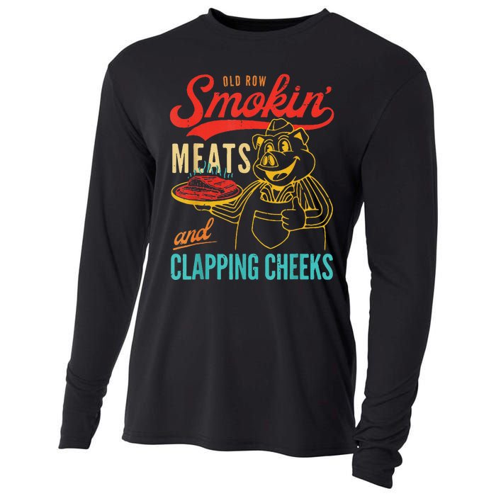 Funny Bbq Meat Groovy Smoking Fun Cooling Performance Long Sleeve Crew