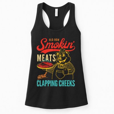 Funny Bbq Meat Groovy Smoking Fun Womens Tank Top