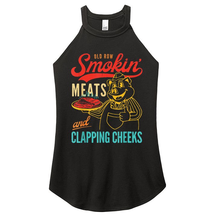 Funny Bbq Meat Groovy Smoking Fun Women's Perfect Tri Rocker Tank