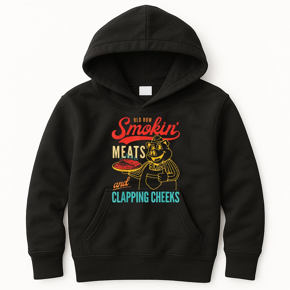 Funny Bbq Meat Groovy Smoking Fun Kids Hoodie
