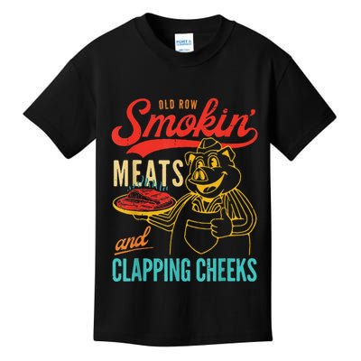 Funny Bbq Meat Groovy Smoking Fun Kids T-Shirt