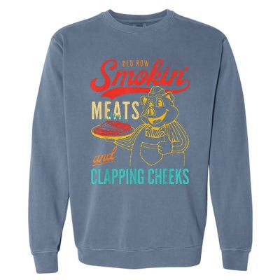 Funny Bbq Meat Groovy Smoking Fun Garment-Dyed Sweatshirt