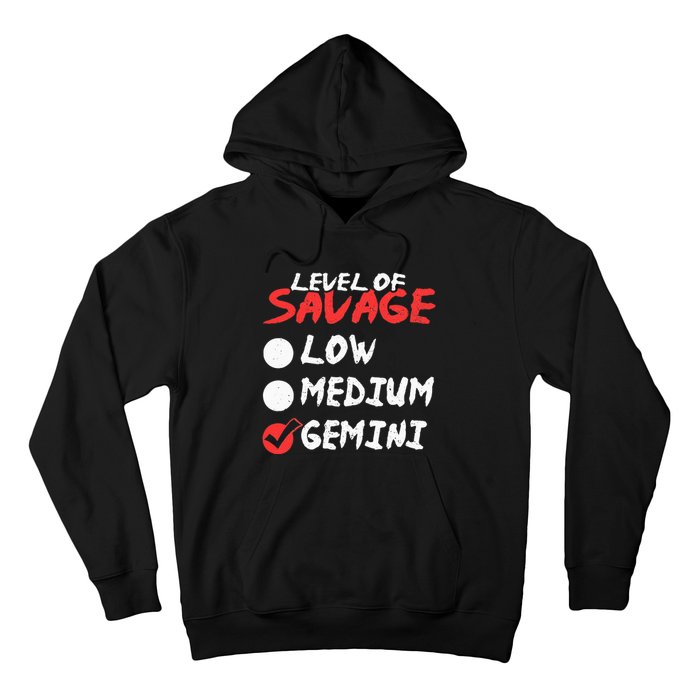 Funny Birthday May June Horoscope I Level of Savage Gemini Hoodie