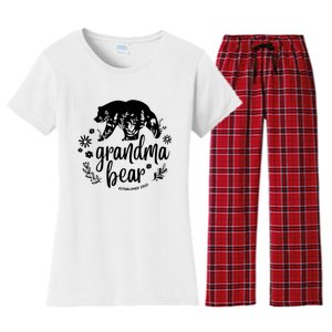 Floral Bear Matching Family Outfits, Funny Grandma Bear Women's Flannel Pajama Set