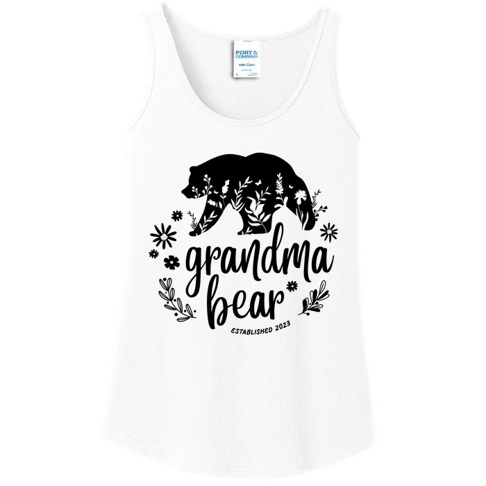 Floral Bear Matching Family Outfits, Funny Grandma Bear Ladies Essential Tank