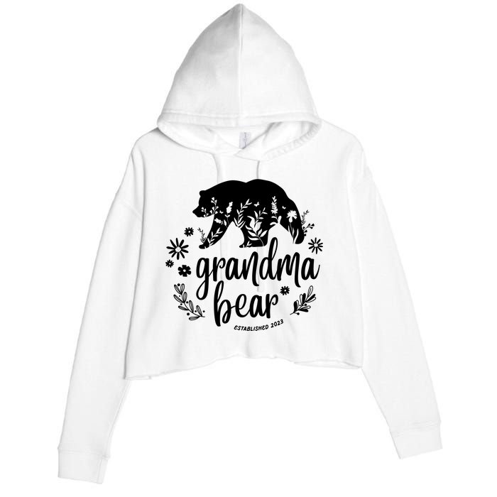 Floral Bear Matching Family Outfits, Funny Grandma Bear Crop Fleece Hoodie