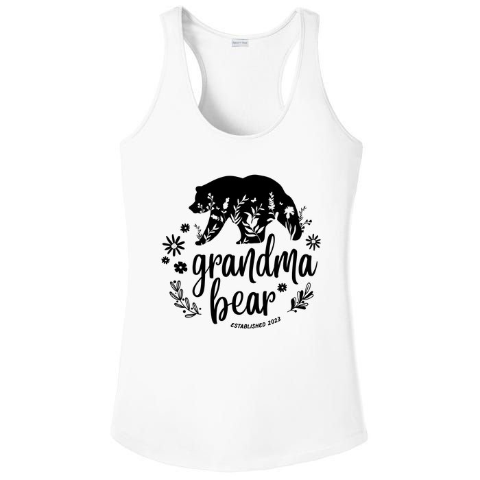 Floral Bear Matching Family Outfits, Funny Grandma Bear Ladies PosiCharge Competitor Racerback Tank