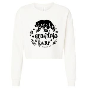 Floral Bear Matching Family Outfits, Funny Grandma Bear Cropped Pullover Crew