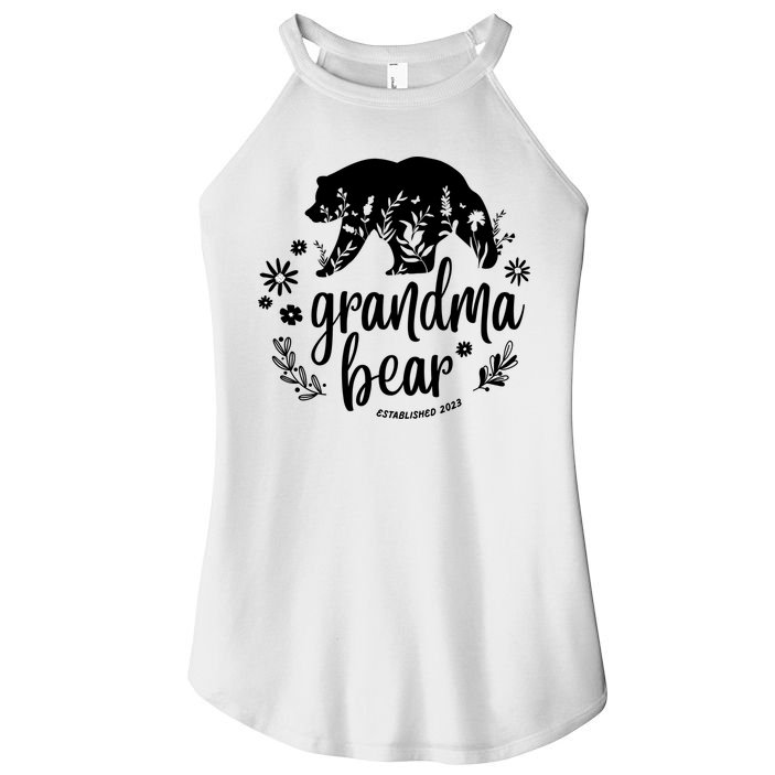 Floral Bear Matching Family Outfits, Funny Grandma Bear Women's Perfect Tri Rocker Tank