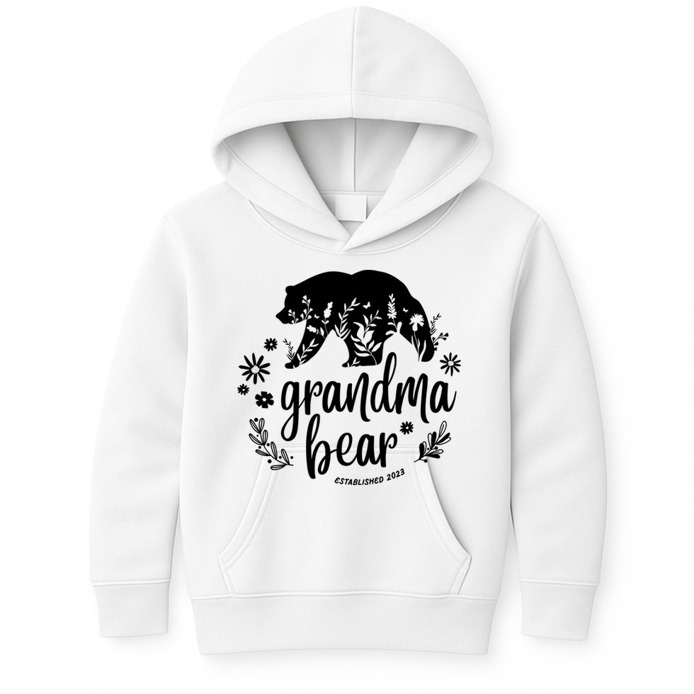 Floral Bear Matching Family Outfits, Funny Grandma Bear Kids Hoodie