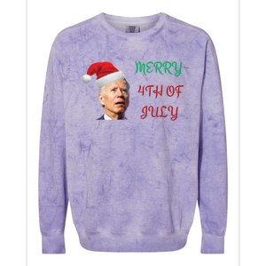 Funny Biden Merry 4th Of July Christmas Red And Green Colorblast Crewneck Sweatshirt