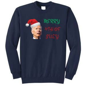 Funny Biden Merry 4th Of July Christmas Red And Green Tall Sweatshirt