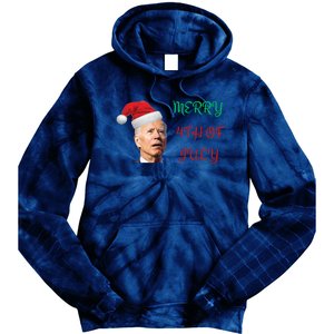 Funny Biden Merry 4th Of July Christmas Red And Green Tie Dye Hoodie