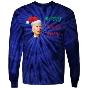 Funny Biden Merry 4th Of July Christmas Red And Green Tie-Dye Long Sleeve Shirt