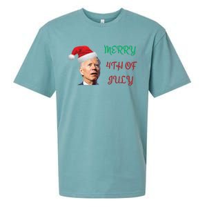 Funny Biden Merry 4th Of July Christmas Red And Green Sueded Cloud Jersey T-Shirt