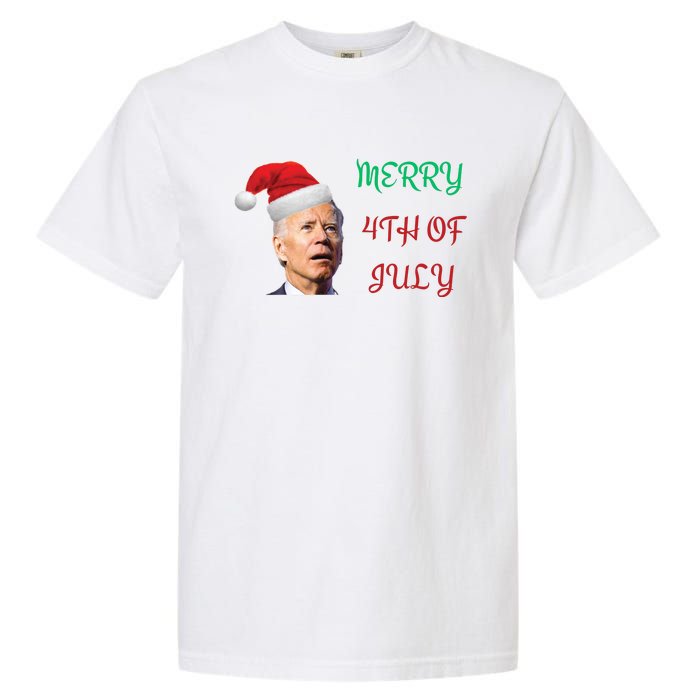 Funny Biden Merry 4th Of July Christmas Red And Green Garment-Dyed Heavyweight T-Shirt