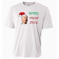 Funny Biden Merry 4th Of July Christmas Red And Green Cooling Performance Crew T-Shirt