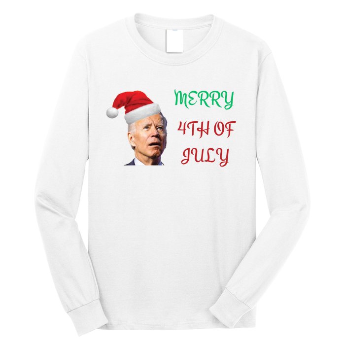 Funny Biden Merry 4th Of July Christmas Red And Green Long Sleeve Shirt