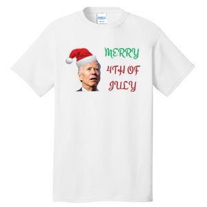 Funny Biden Merry 4th Of July Christmas Red And Green Tall T-Shirt