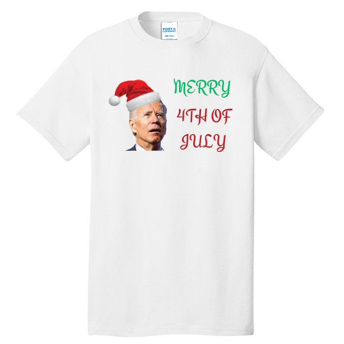 Funny Biden Merry 4th Of July Christmas Red And Green Tall T-Shirt