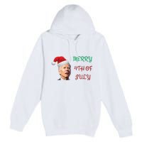 Funny Biden Merry 4th Of July Christmas Red And Green Premium Pullover Hoodie