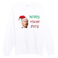 Funny Biden Merry 4th Of July Christmas Red And Green Premium Crewneck Sweatshirt