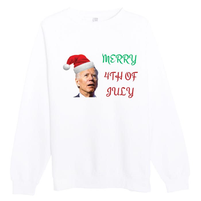 Funny Biden Merry 4th Of July Christmas Red And Green Premium Crewneck Sweatshirt