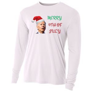 Funny Biden Merry 4th Of July Christmas Red And Green Cooling Performance Long Sleeve Crew