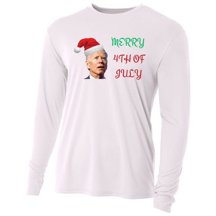 Funny Biden Merry 4th Of July Christmas Red And Green Cooling Performance Long Sleeve Crew