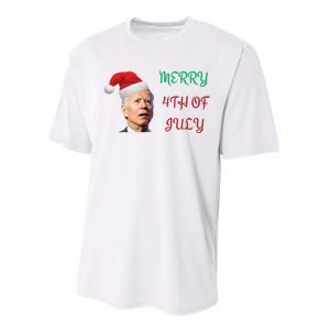 Funny Biden Merry 4th Of July Christmas Red And Green Performance Sprint T-Shirt