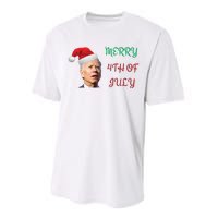 Funny Biden Merry 4th Of July Christmas Red And Green Performance Sprint T-Shirt