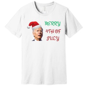 Funny Biden Merry 4th Of July Christmas Red And Green Premium T-Shirt