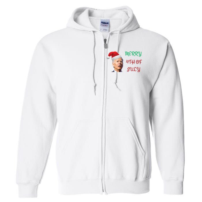 Funny Biden Merry 4th Of July Christmas Red And Green Full Zip Hoodie