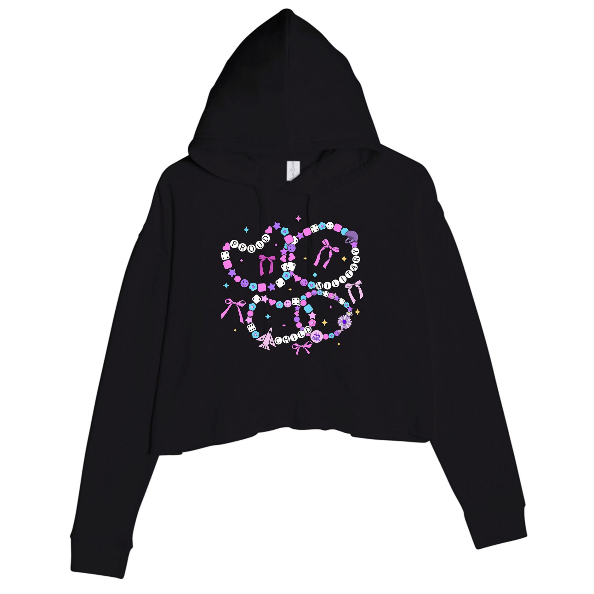 Friendship Bracelet Military Kid Purple up for Military Kid Crop Fleece Hoodie