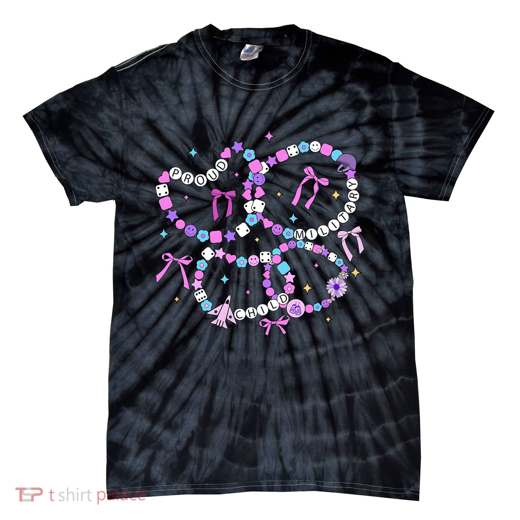 Friendship Bracelet Military Kid Purple up for Military Kid Tie-Dye T-Shirt