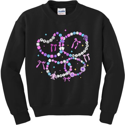 Friendship Bracelet Military Kid Purple up for Military Kid Kids Sweatshirt
