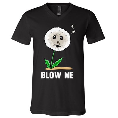Funny Blow Me Seal Face Dandelion Meme V-Neck T-Shirt